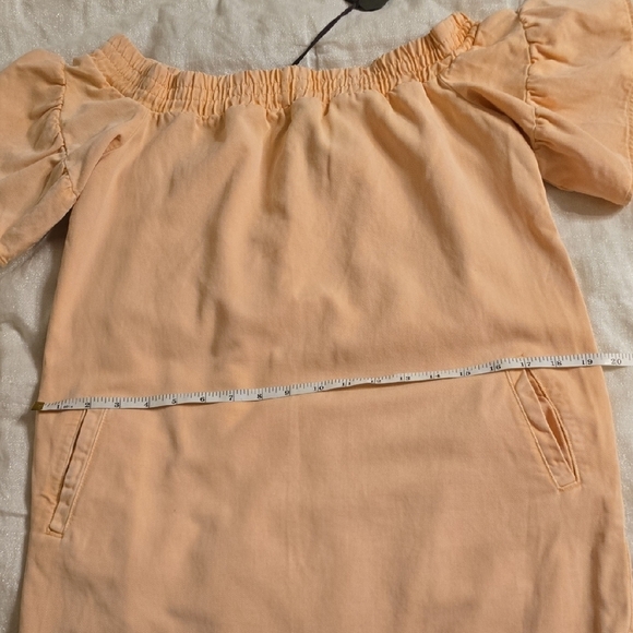 All Saints Soft Peach Off-Shoulder Mini Dress - Picture 9 of 13